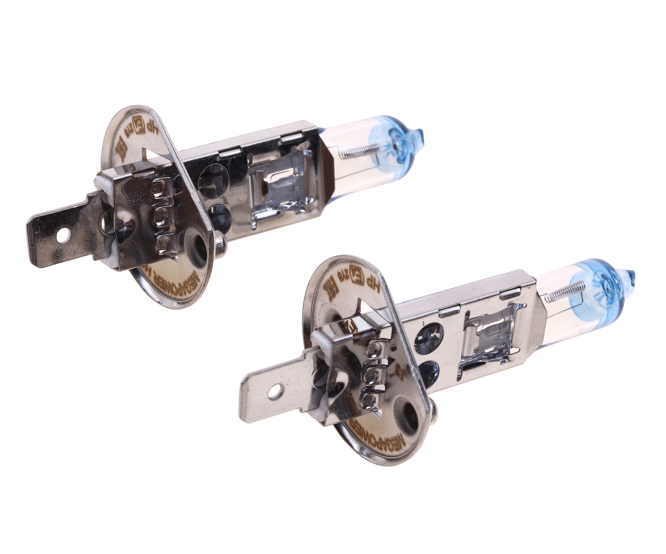 Автолампа H1 (55) P14.5s +50% (бокс, 2шт) 12V MEGAPOWER /1/10
