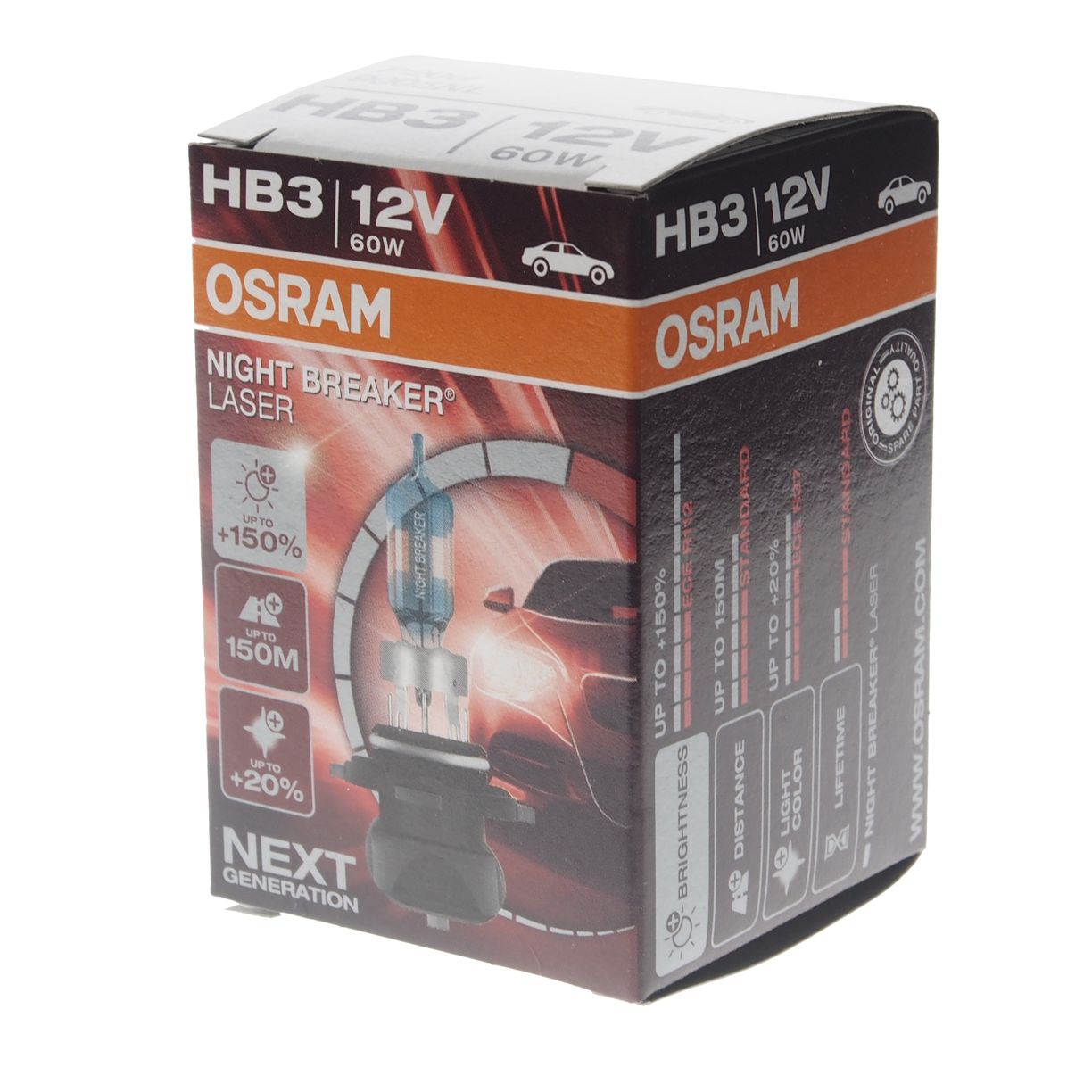 Автолампа HB3 (60) P20d+150% NIGHT BREAKER LASER 3800K 12V OSRAM /1/10