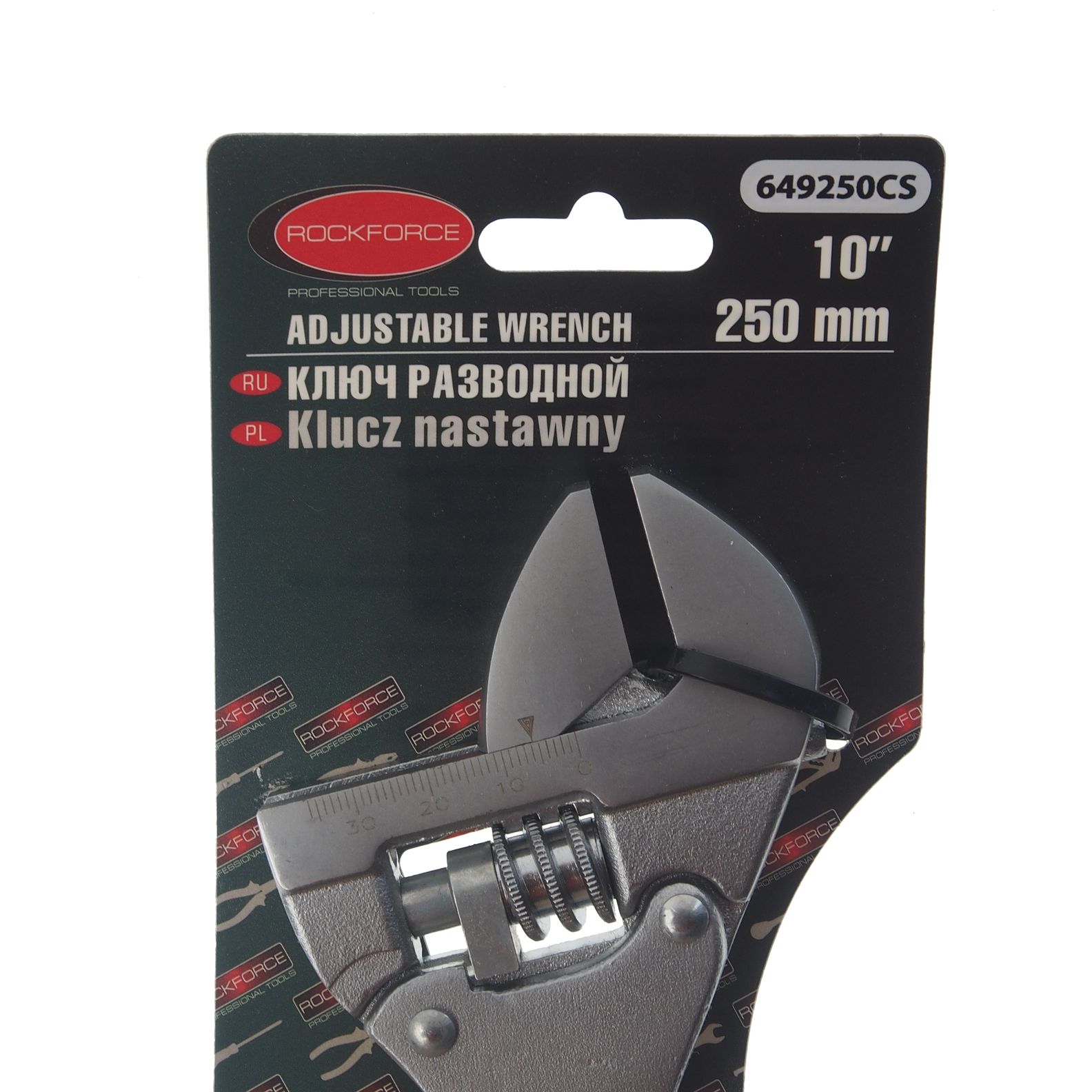 Ключ RF-649250CS разводной с шарнирным механизмом для быстрого подбора размера захвата 10"-250мм(захват 0-36мм), на блистере ROCKFORCE /1