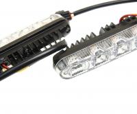 Дневные ходовые огни W-DRL-HPX6 6SMD 170х20мм (металлический корпус, повторитель поворота) плоские (2шт) 10-15V ВЫМПЕЛ /1/40