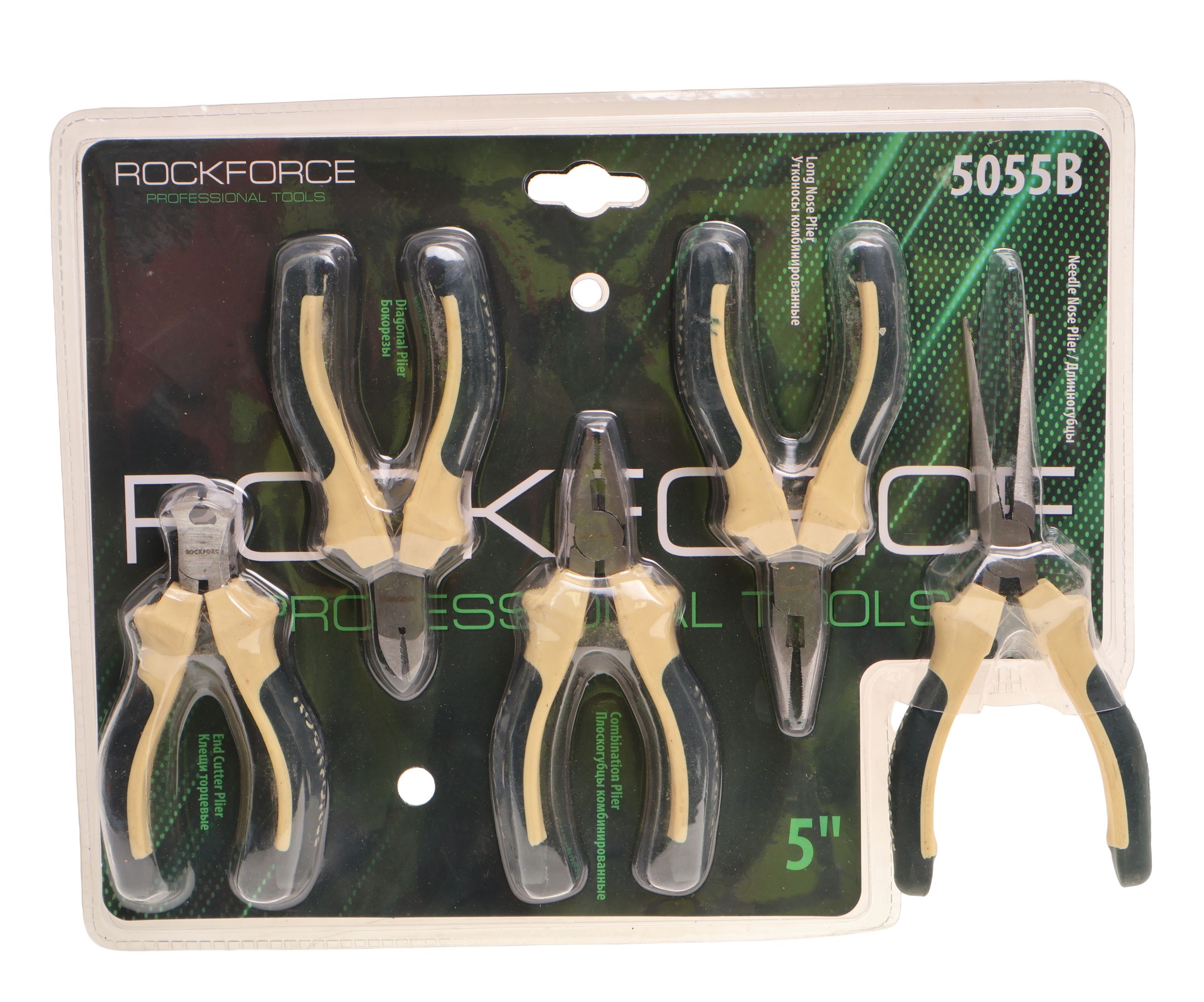Набор RF-5055B шарнирно-губцевого инструмента 5пр. ROCKFORCE /1/30