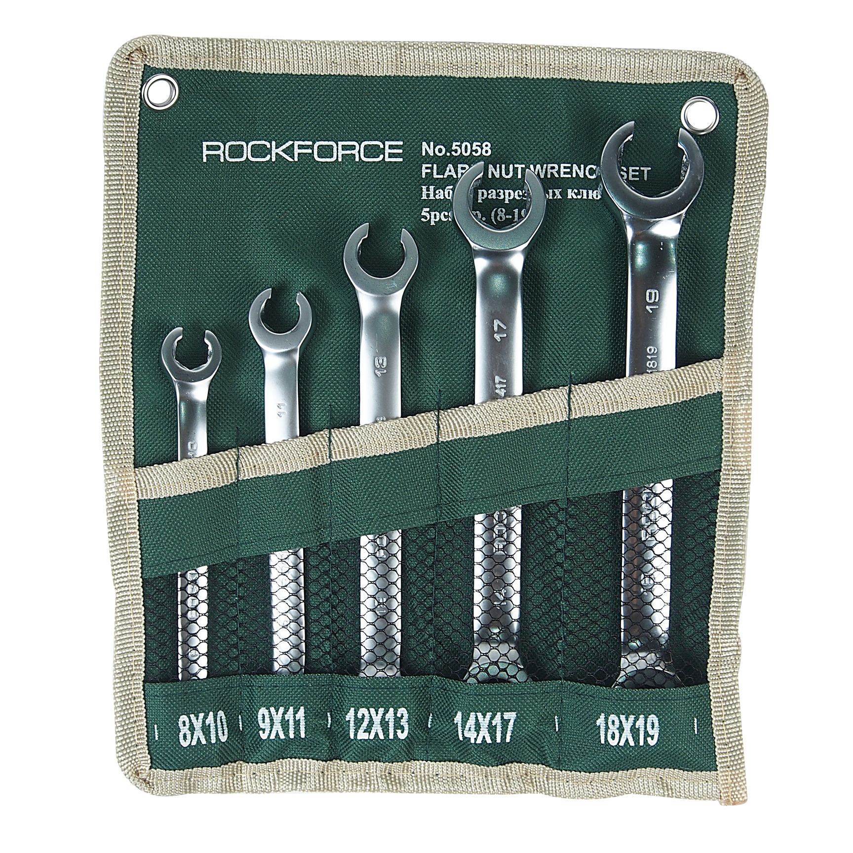 Набор ключей RF-5058 разрезных 5пр(8х10,9х11,12х13,14х17,18х19мм),на полотне ROCKFORCE /1