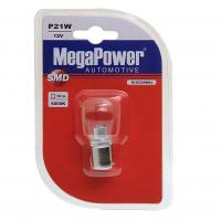 Автолампа P21W (BA15s) 1 SMD CREE WHITE блистер 6000K 180лм   12V MEGAPOWER /1/10/100