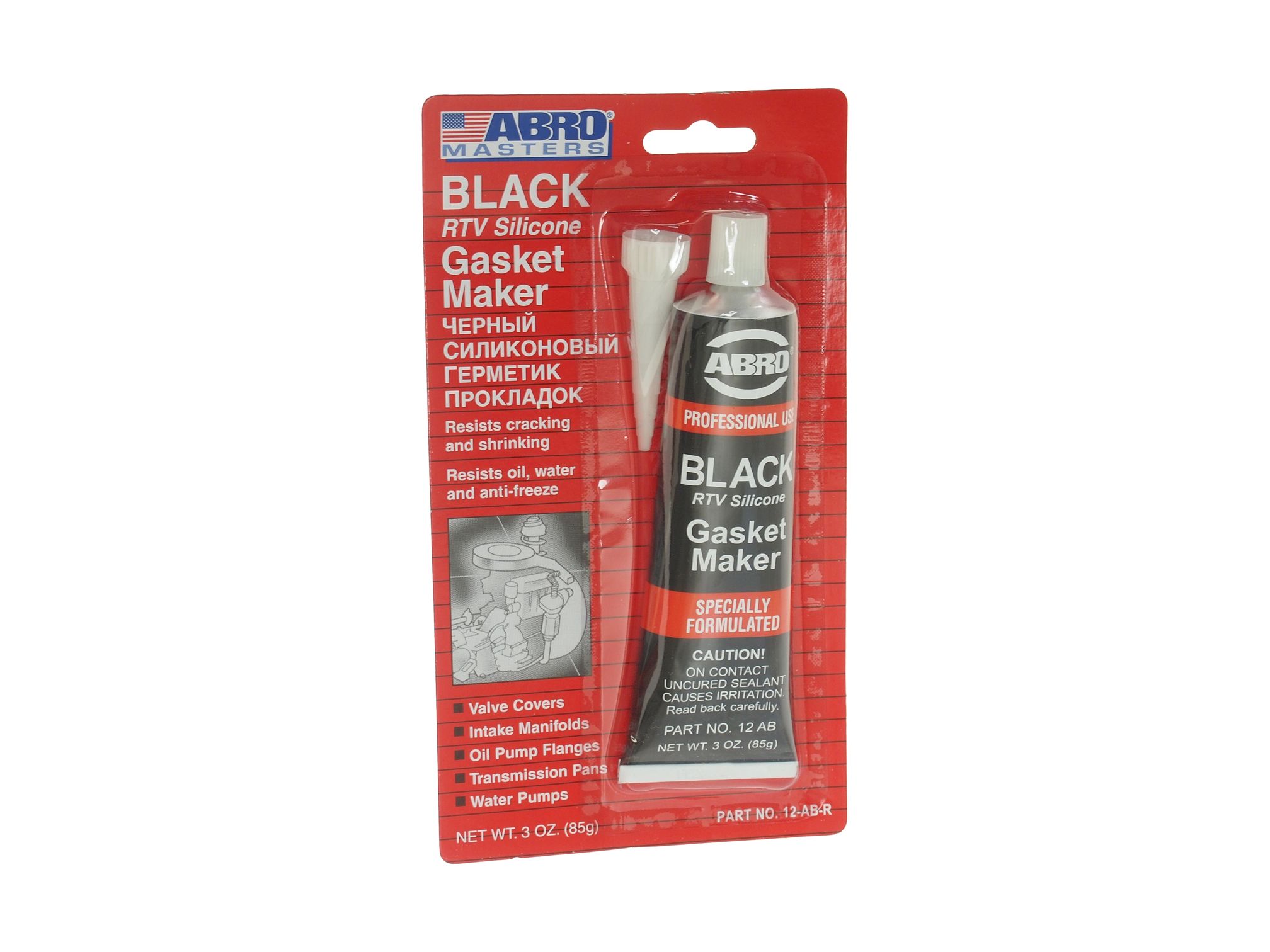 Герметик прокладок A12 BLACK силиконовый (черный) 85г ABRO /1/12/144