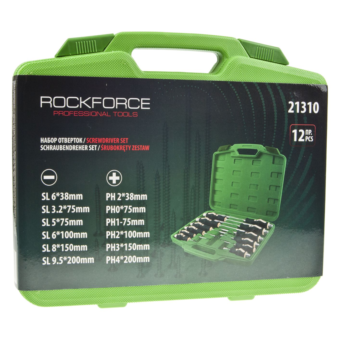 Набор отверток RF-21310 силовых ударных 12пр. в кейсе ROCKFORCE /1/20