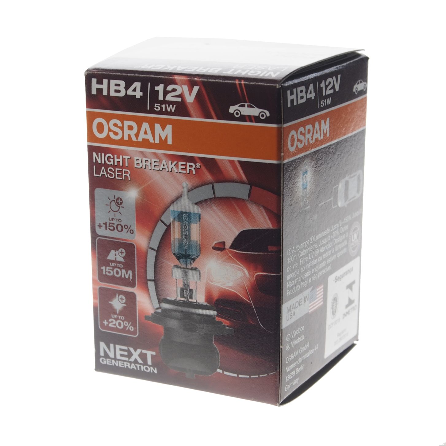 Автолампа HB4 (51) P22d+150% NIGHT BREAKER LASER 3950K 12V OSRAM /1/10
