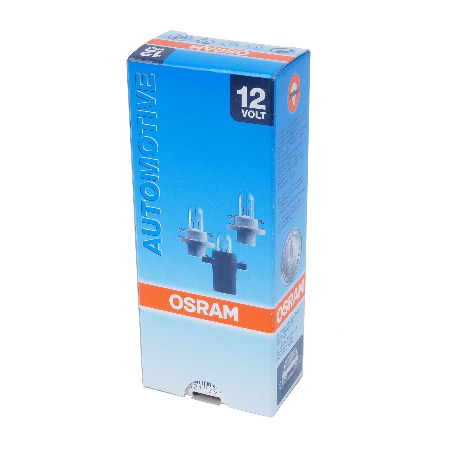 Автолампа BAX1.2W с голубым патроном (BХ8.5d) 12V OSRAM /10/500/4000 HIT