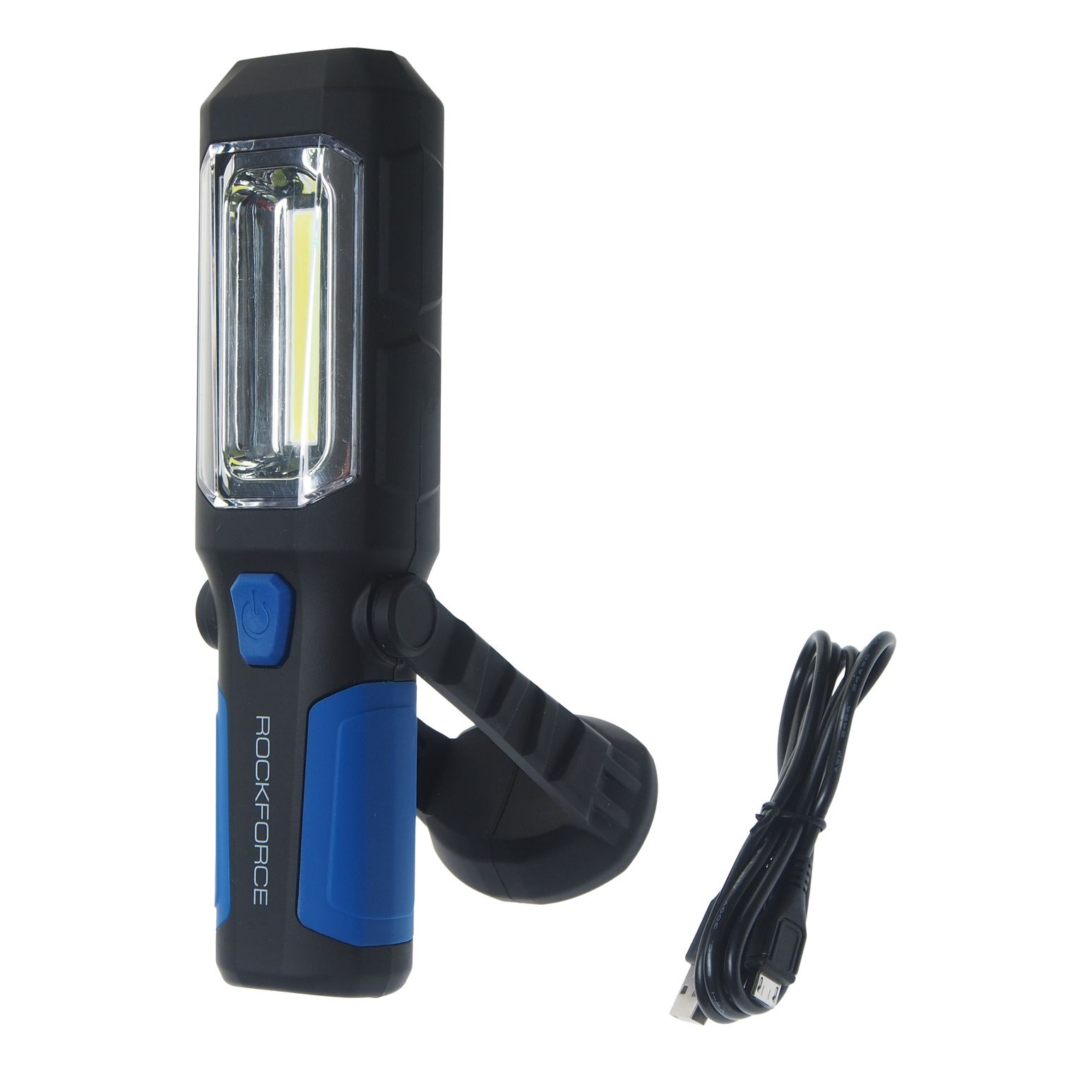 Лампа светодиодная RF-L02 аккумуляторная (4W COB+1W,2 магнита,крючок,180гр.,250Lm,2000mAh,зарядка12V,время раб.5ч,время заряд.3ч)ROCKFORCE /1