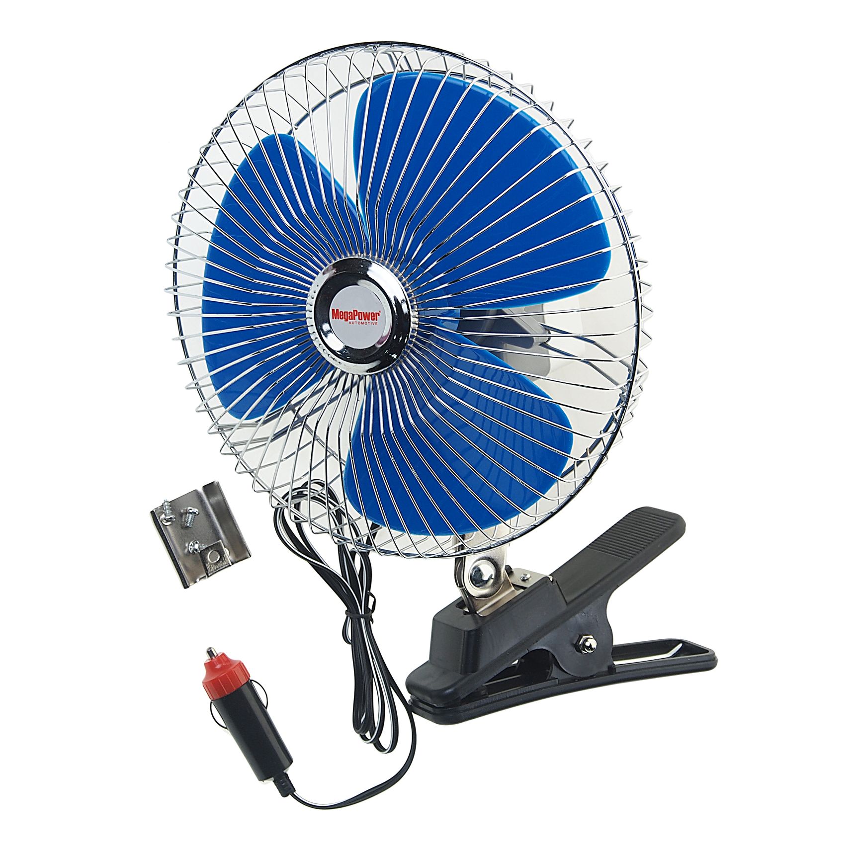 Вентилятор M-503C 21см (8") с решеткой металл на прищепке 12V MEGAPOWER /1/12 HIT