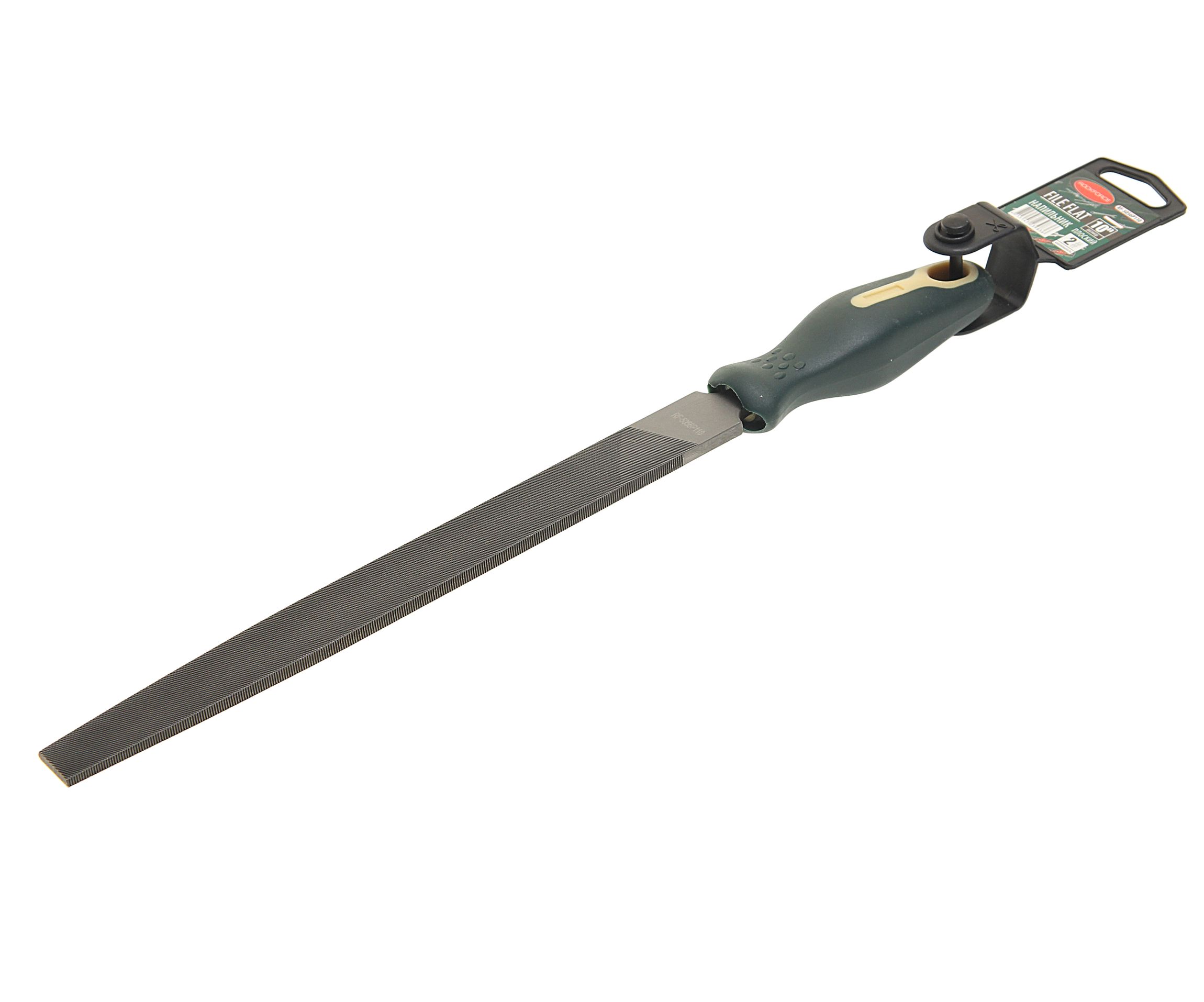 Напильник RF-5056P110 плоский 10"-250мм, на пластиковом держателе ROCKFORCE /1/10