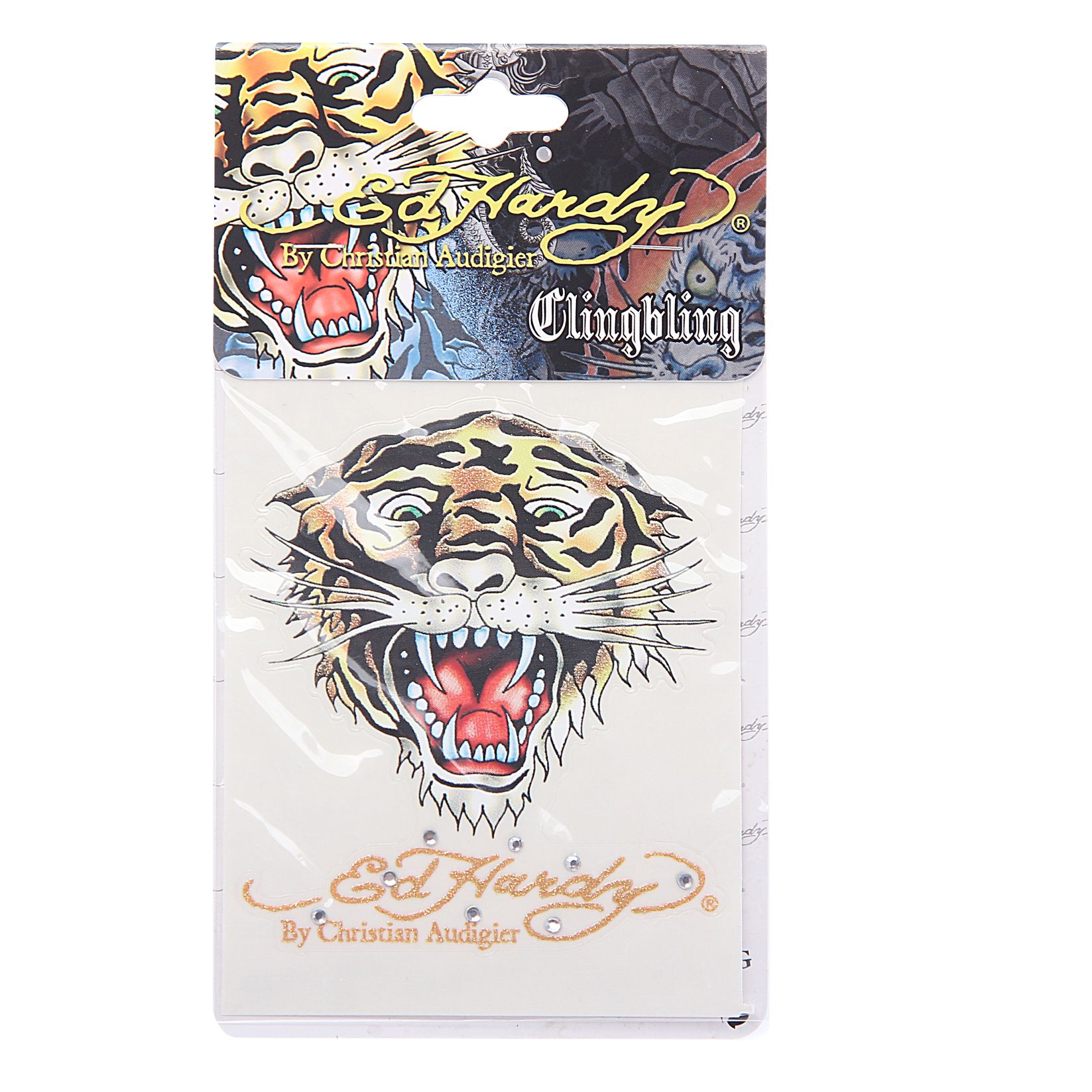 Наклейка EH-00234 "TIGER" 9х12см со стразами ED HARDY (США) /1/96