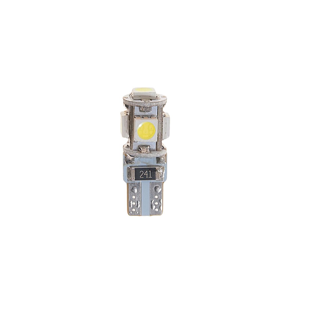 Автолампа T10W (W2,1x9,5d) 5 SMD 5050 WHITE 6000K с блокиратором ошибок CANbus 100лм   12V MEGAPOWER /10 /100