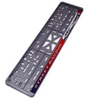 Рамка для номерного знака AB-008(R) (112/2-STD-АВ-с) GREY с защелкой и надписью "RACING" /1/30