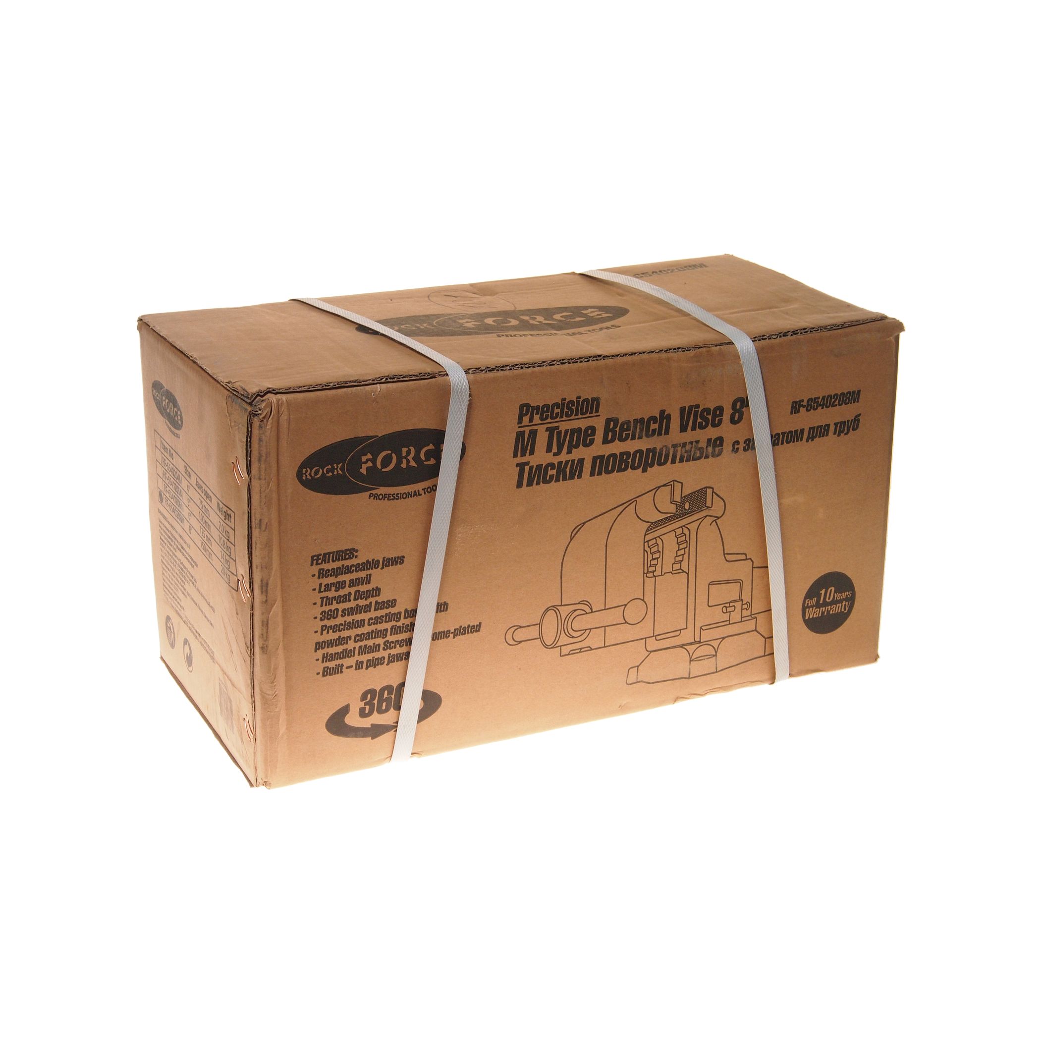Тиски поворотные RF-6540208M: усиленные захват 8"-200мм  ROCKFORCE /1/
