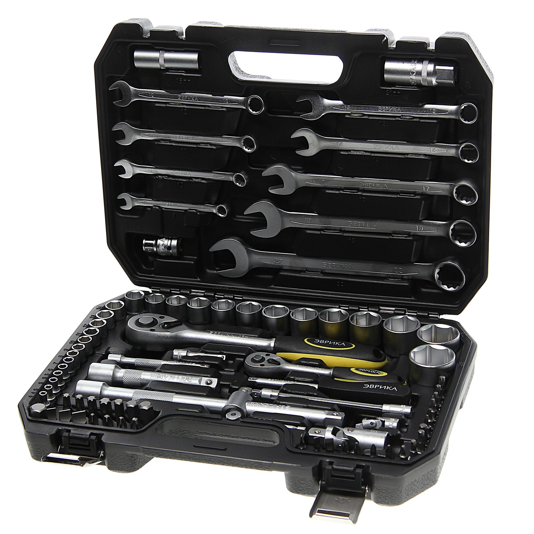 Набор инструмента ER-80082 1/4"&1/2"DR 6-гранный 82 предмета ЭВРИКА 1/3