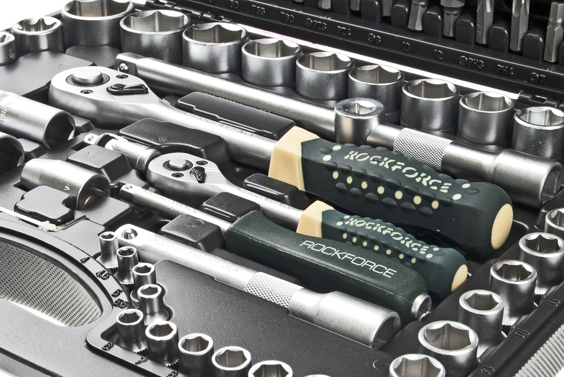 Набор торцевых головок и вставок RF-41082-5: 1/2" & 1/4"DR 6-гранных 108пр. ROCKFORCE /1/3