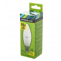 Лампа светодиодная Е14 C35 9W тёплый свет ERGOLUX 1/10/100