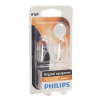 Автолампа W16W (W2.1*9.5d) (блистер, 2шт) 12V PHILIPS /1/10
