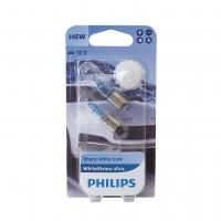 Автолампа H6W (BAX9s) WhiteVision ultra 3100K (блистер, 2шт) 12V PHILIPS /1/10