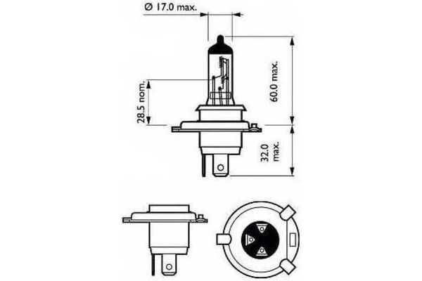 Автолампа H4 (60/55) P43t-38+60% VisionPlus (2шт) 12V PHILIPS /1/5 HIT