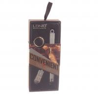Кабель USB 2.0 - Lightning/microUSB (брелок) 2в1, 13см, нейлоновая оплётка, серебрянный LDNIO, LC-89SV /1