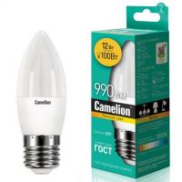 Лампа светодиодная E27 C35 12W тёплый свет CAMELION 1/10/100