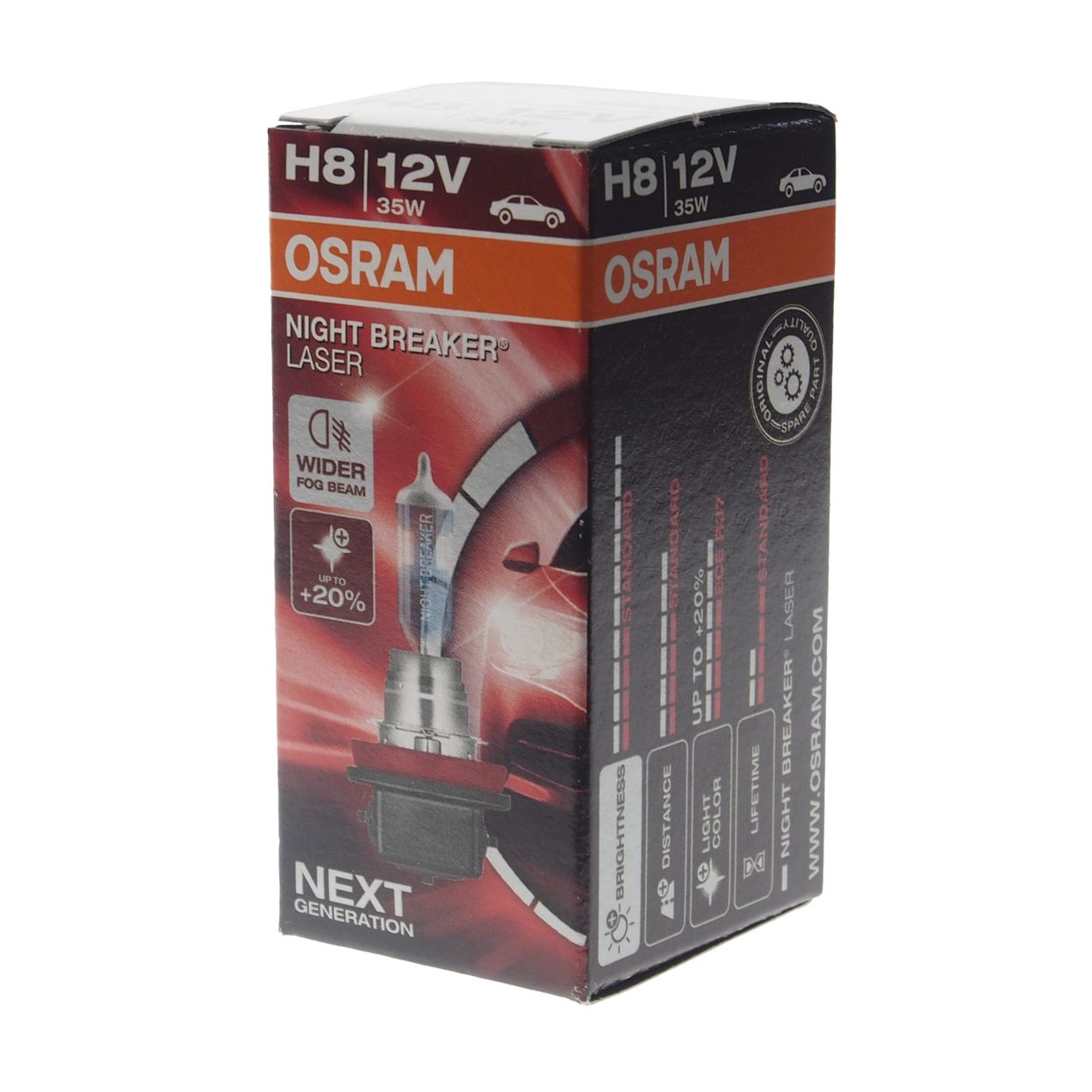 Автолампа H8 (35) PGJ19-1+150% NIGHT BREAKER LASER  3900K 12V OSRAM /1/10