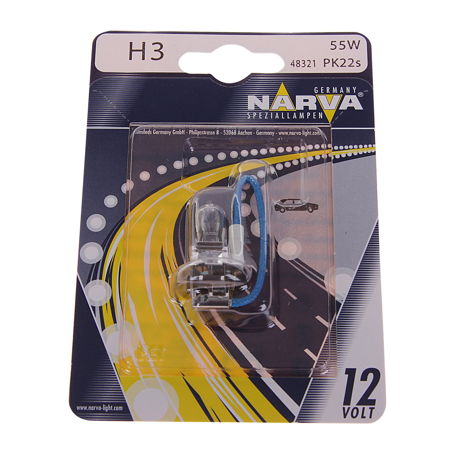 Автолампа H3 (55) PK22s (блистер) 12V NARVA /1/10