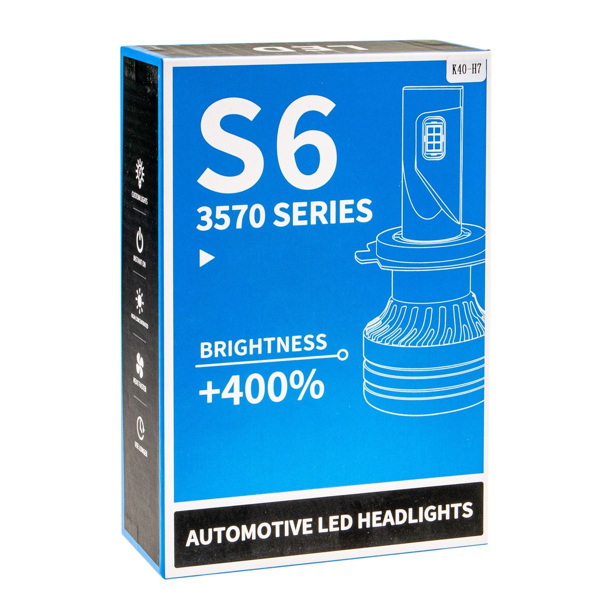 Автолампа H7 S6 LED Chip 3570 48W 3800lm 6000K с кулером (2шт) 12-24V / 1/50