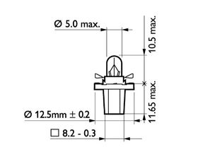 Автолампа BAX1.2W с серым патроном (B8.5d) 24V PHILIPS /10/200 HIT