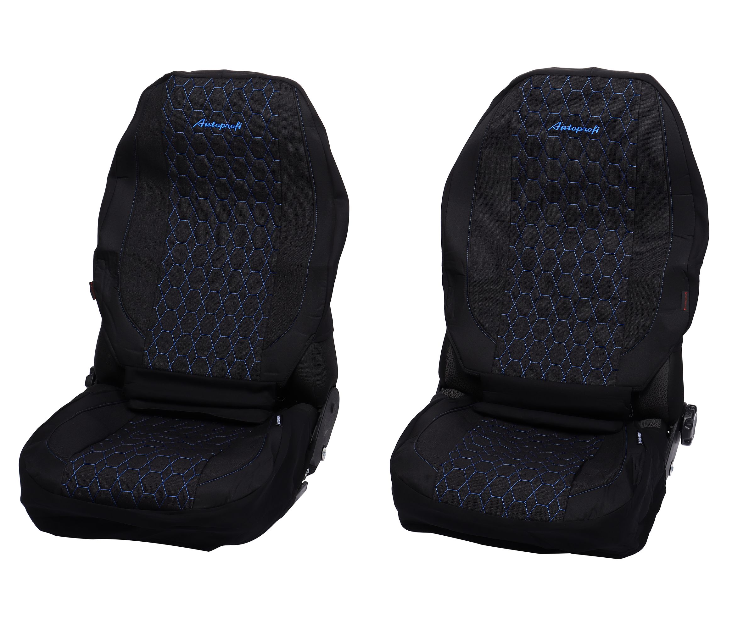 Чехлы на сиденье VERONA VER-1505 BLACK/BLUE лён мелкого плетения, 3D крой, AIRBAG (15шт) AUTOPROFI /1/5