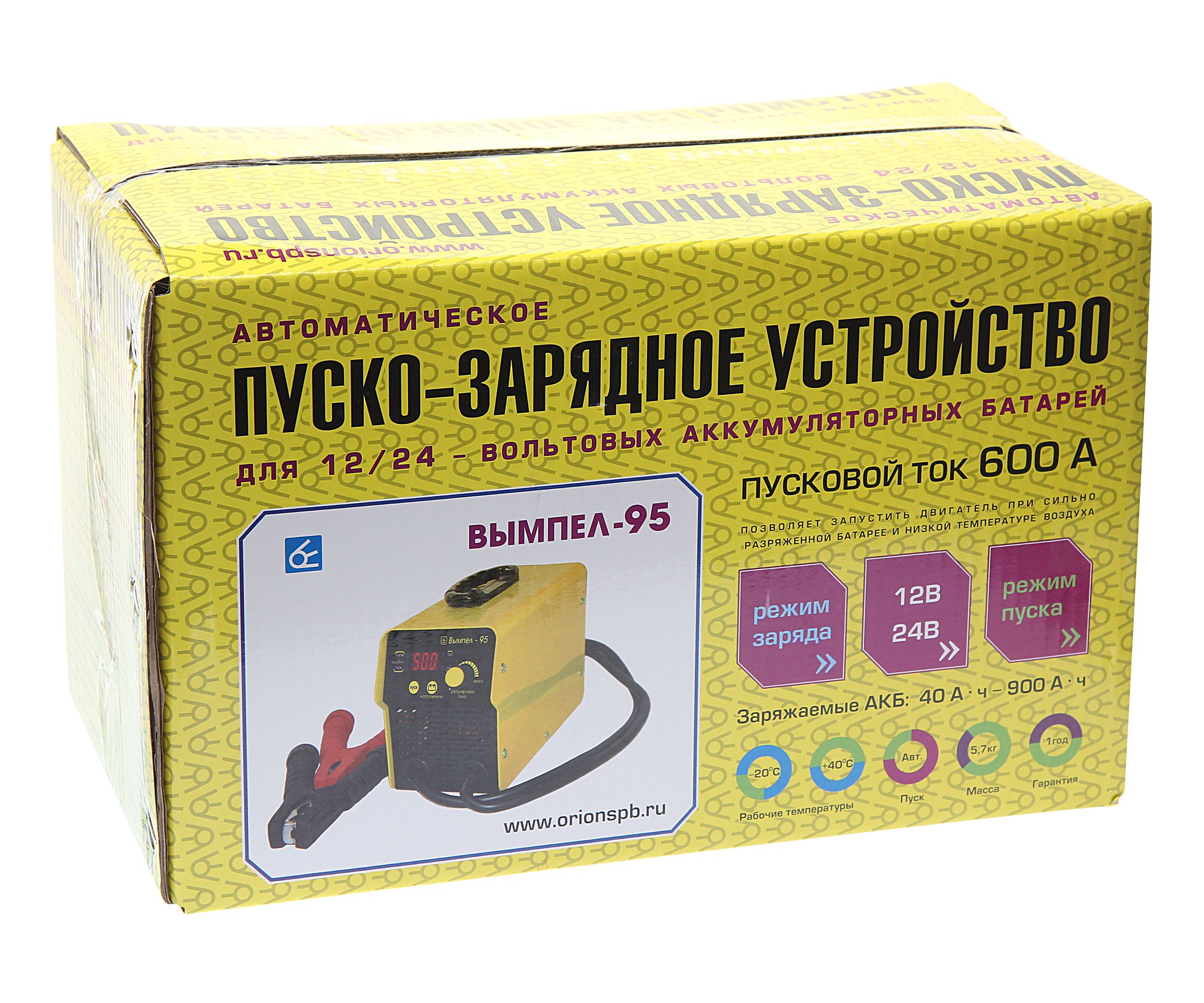 Пуско-зарядное устройство ВЫМПЕЛ-95 для АКБ 12/24V (пусковой ток 600A, зарядный ток 75А) автомат 220V ОРИОН /1/2