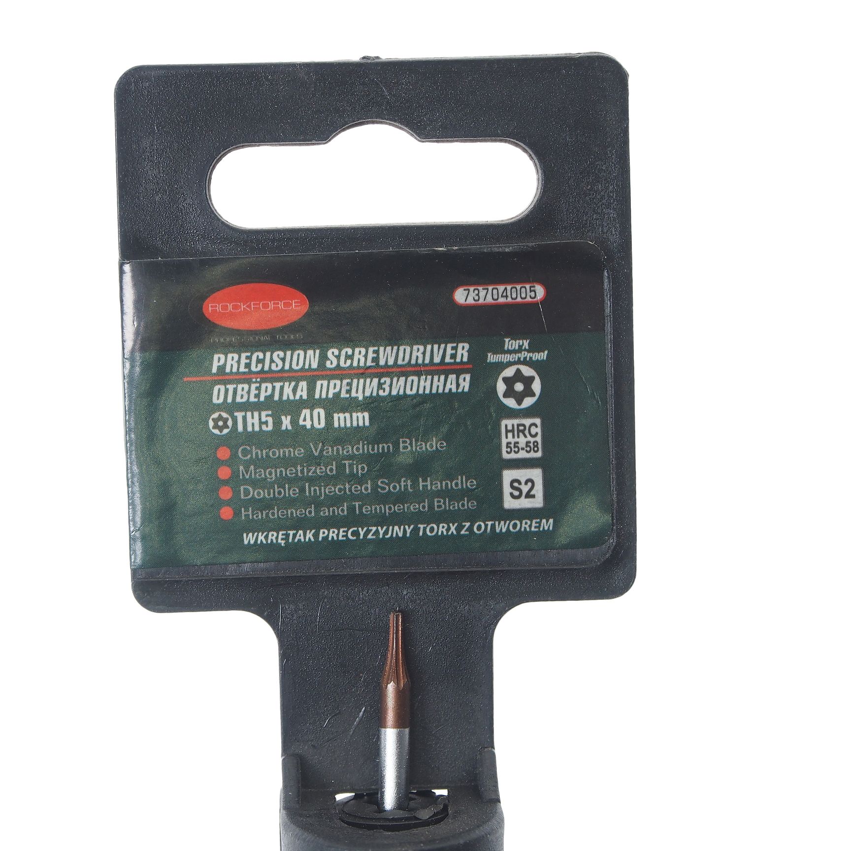 Отвертка RF-73704005 TORX с отверстием ювелирная T5Hх40мм ROCKFORCE /1/10