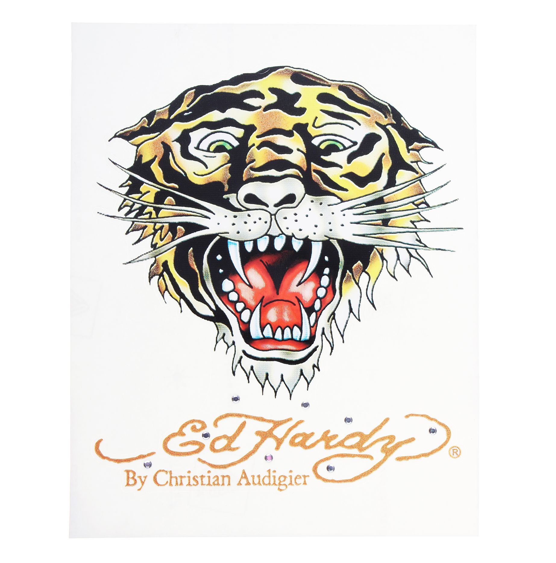 Наклейка EH-00227 "TIGER" 18х23см со стразами ED HARDY (США) /1/48