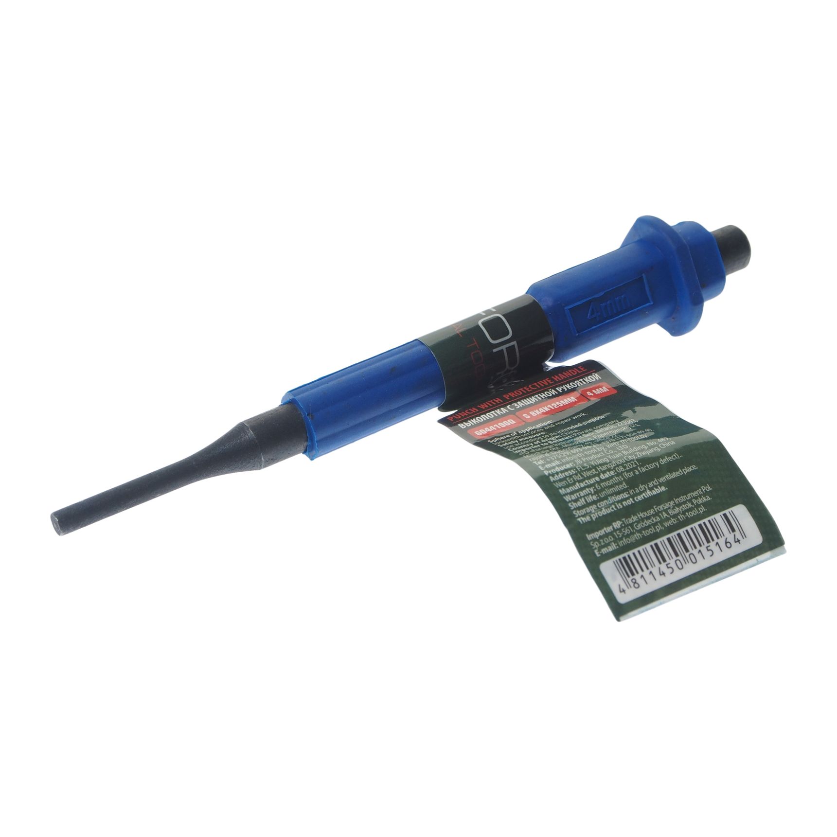 Выколотка 4мм RF-6044190Q: c прорезиненной защитной рукояткой (L-125мм) ROCKFORCE /1/200