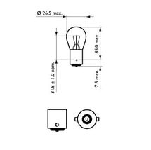 Автолампа P21W (BA15s) LongLife EcoVision 12V PHILIPS /10/200