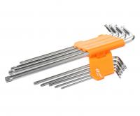 Набор ключей TORX Г-образных длинных 9пр. (T10H,T15H,T20H,T25H,T27H,T30H,T40H,T45H,T50H) в пластиковом держателе LG-7703 LIGE /1/30 NEW