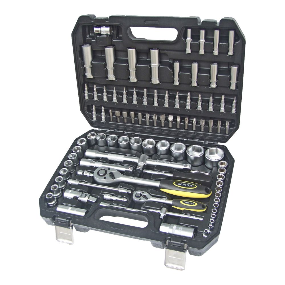 Набор торцевых головок ER-80094 1/4"&1/2"DR 6-гранный 94 предмета  ЭВРИКА 1/3