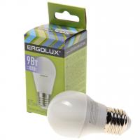 Лампа светодиодная Е27 G45 9W дневной свет ERGOLUX 1/10/100