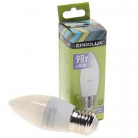 Лампа светодиодная Е27 C35 9W дневной свет ERGOLUX 1/10/100