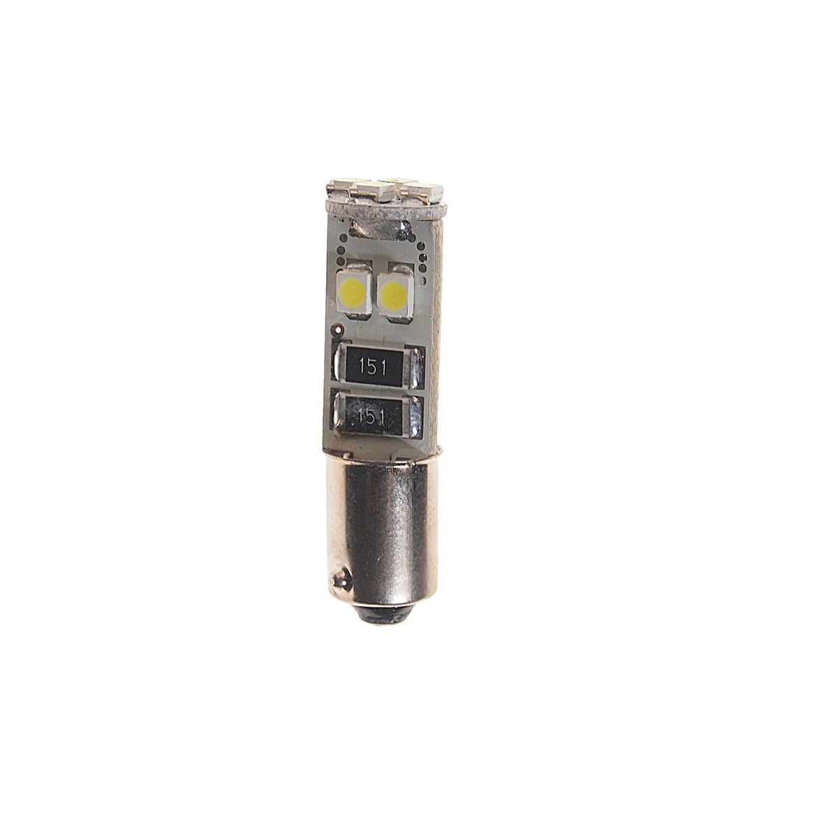 Автолампа T4W (BA9s) 8 SMD 3528 WHITE 6000K с блокиратором ошибок CANbus 150лм 12V MEGAPOWER /10 /100 OLD