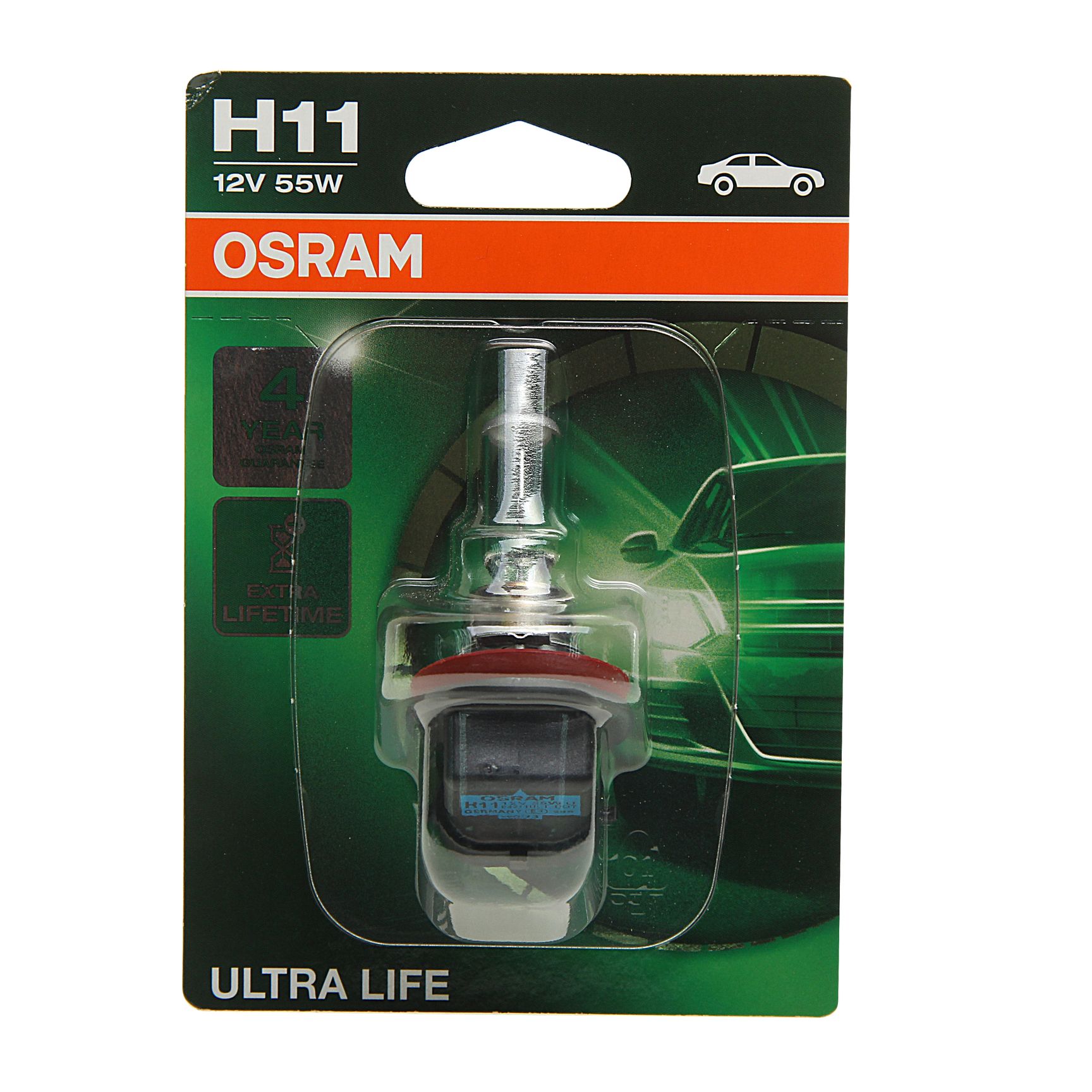 Автолампа H11 (55) PGJ19-2 ULTRA LIFE (блистер) 12V OSRAM /1/10