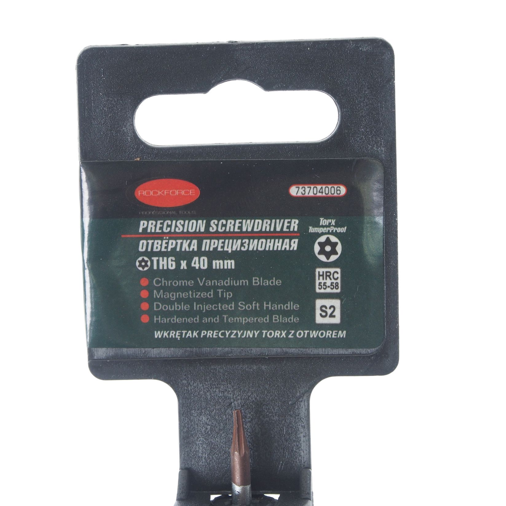 Отвертка RF-73704006 TORX с отверстием ювелирная T6Hх40мм ROCKFORCE /1/10