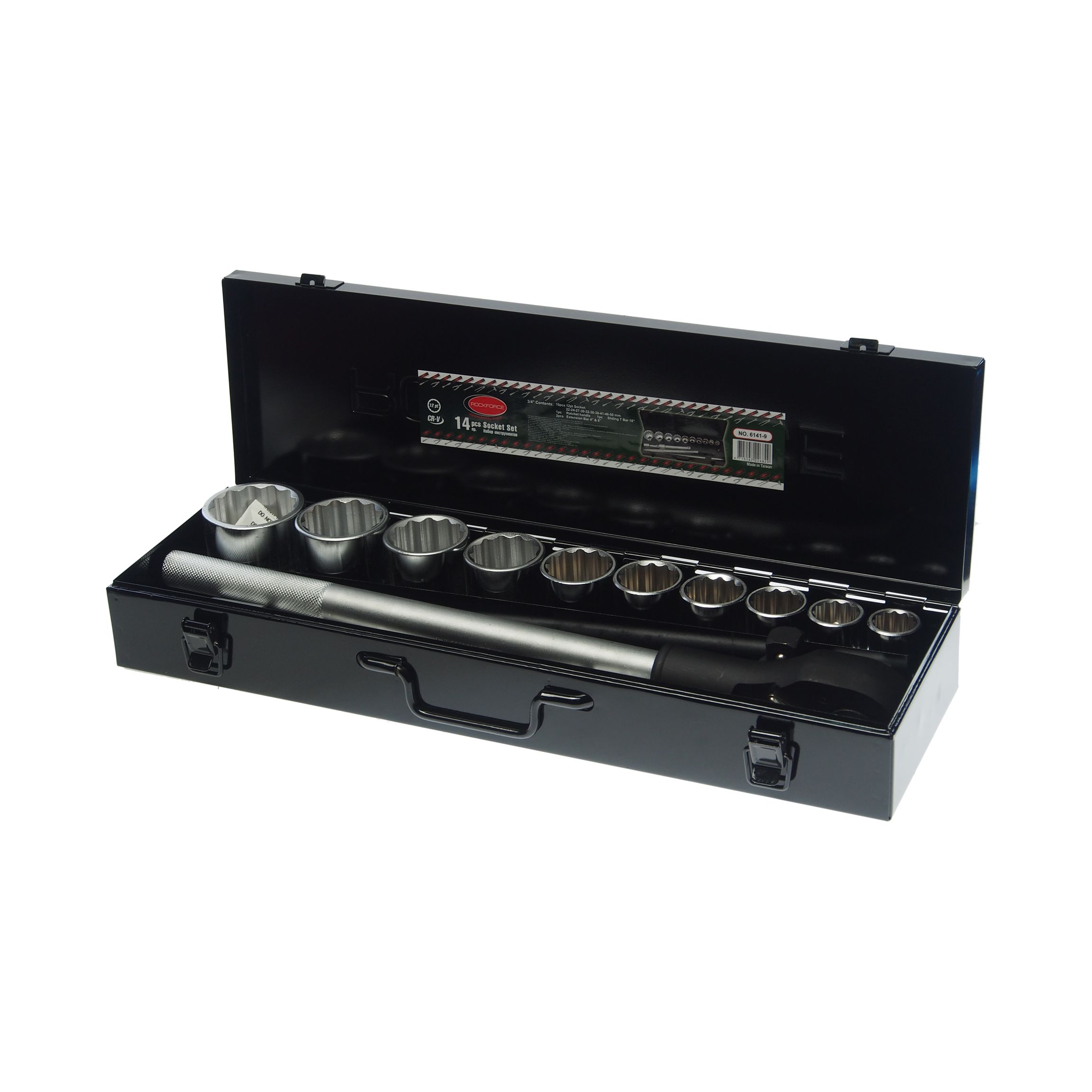 Набор торцевых головок RF-6141-9: 3/4"DR 12-гранных 22-50мм 14пр. ROCKFORCE /1