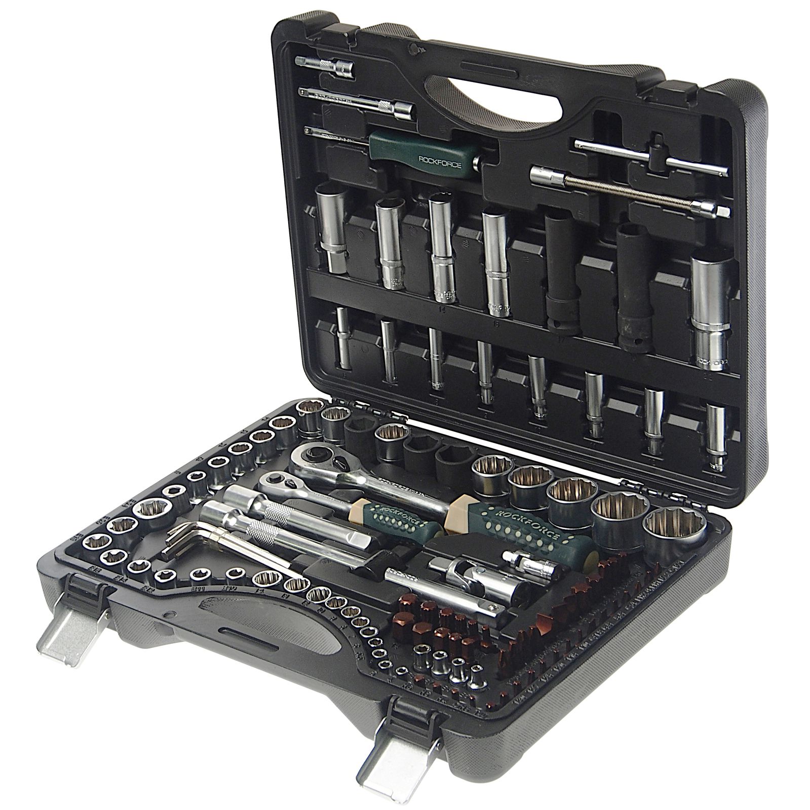 Набор торцевых головок и вставок RF-41082-9-PREMIUM: 1/2" & 1/4"DR 12-гранных 108пр + 6пр. ROCKFORCE /1/3