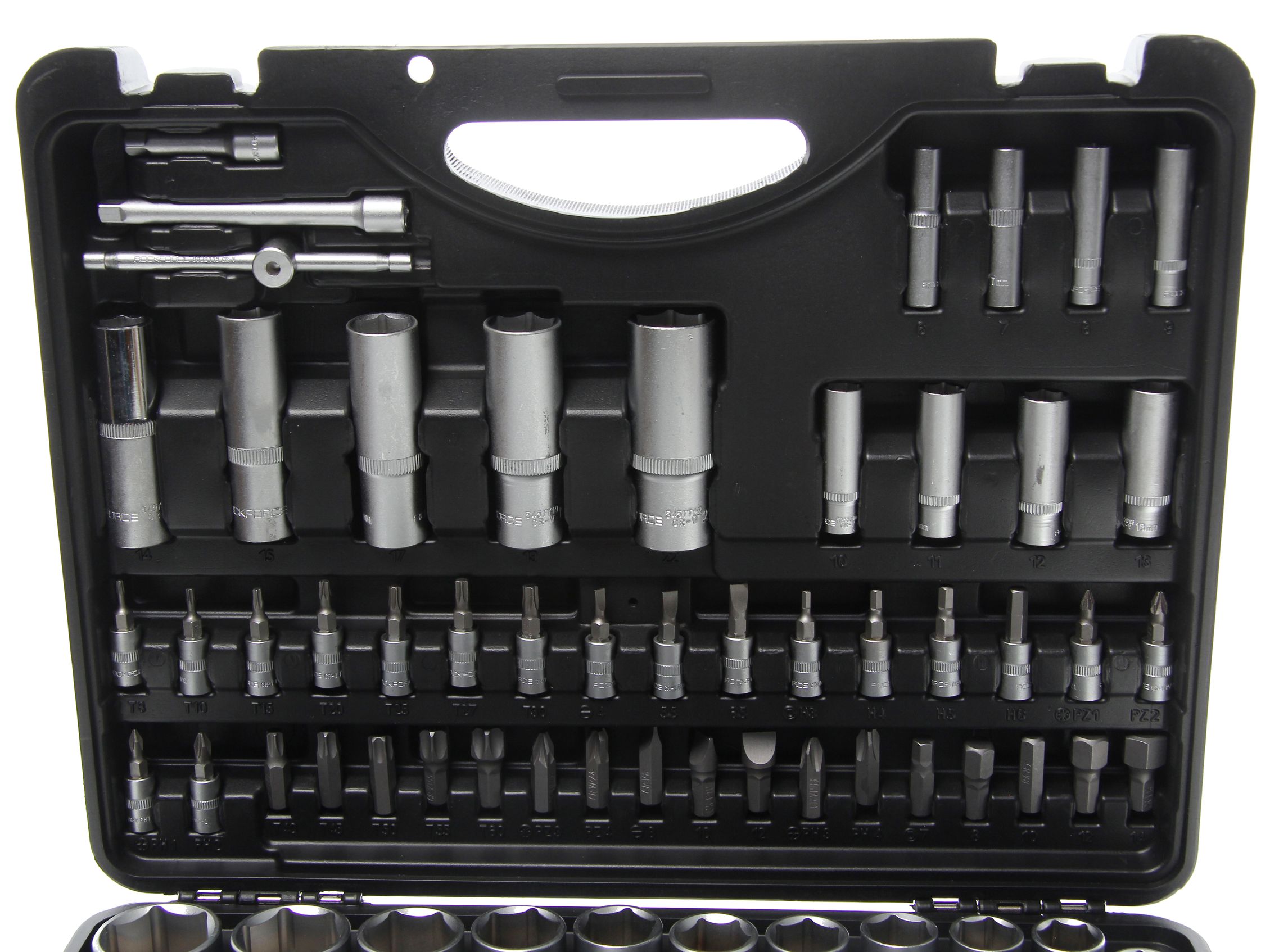 Набор торцевых головок и вставок RF-41082-5EURO: 1/2" & 1/4"DR 6-гранных 108пр. ROCKFORCE /1/3