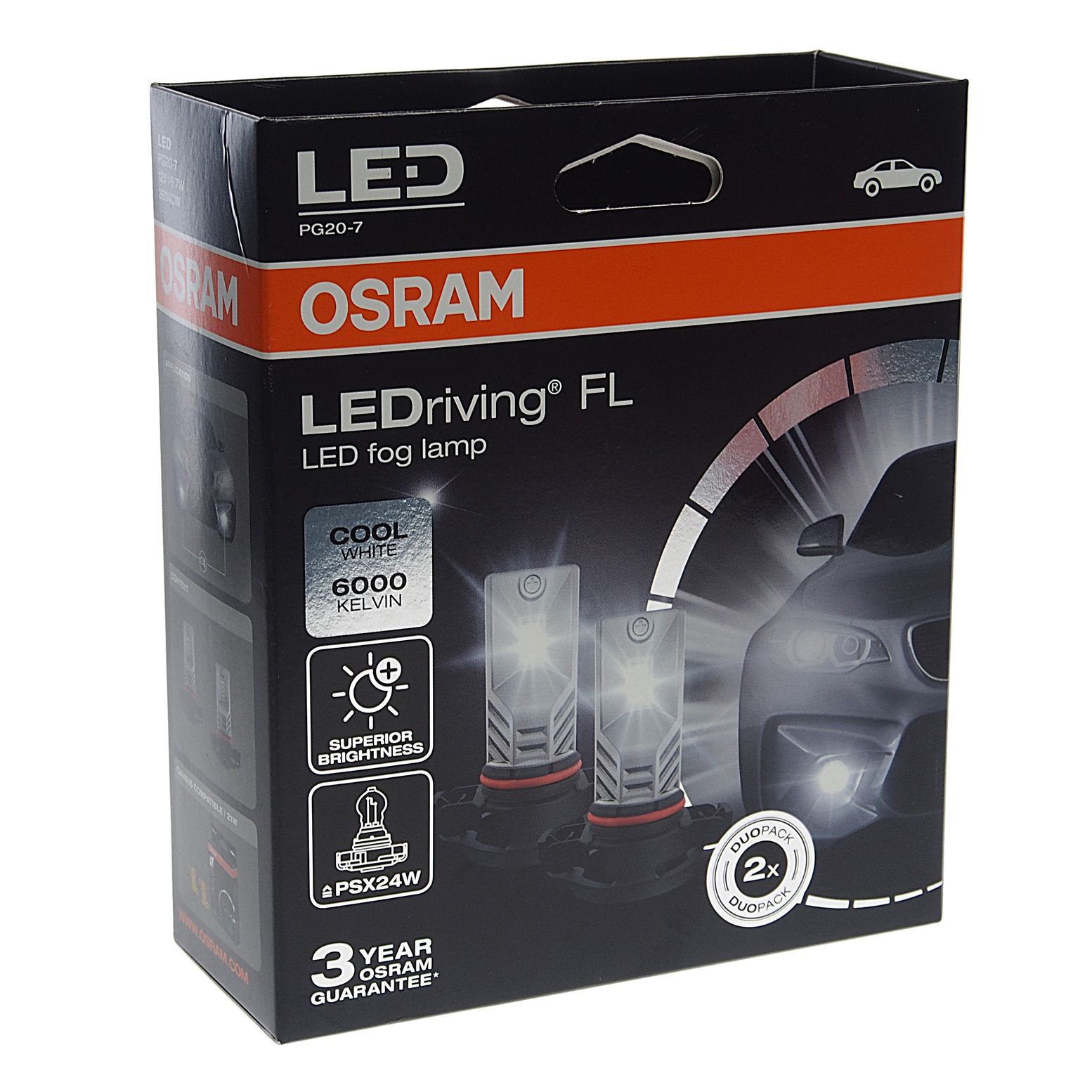 Автолампа PSX24W (PG20-7) LED PREMIUM COOL WHITE 6000K (2шт) 12V OSRAM /1/5