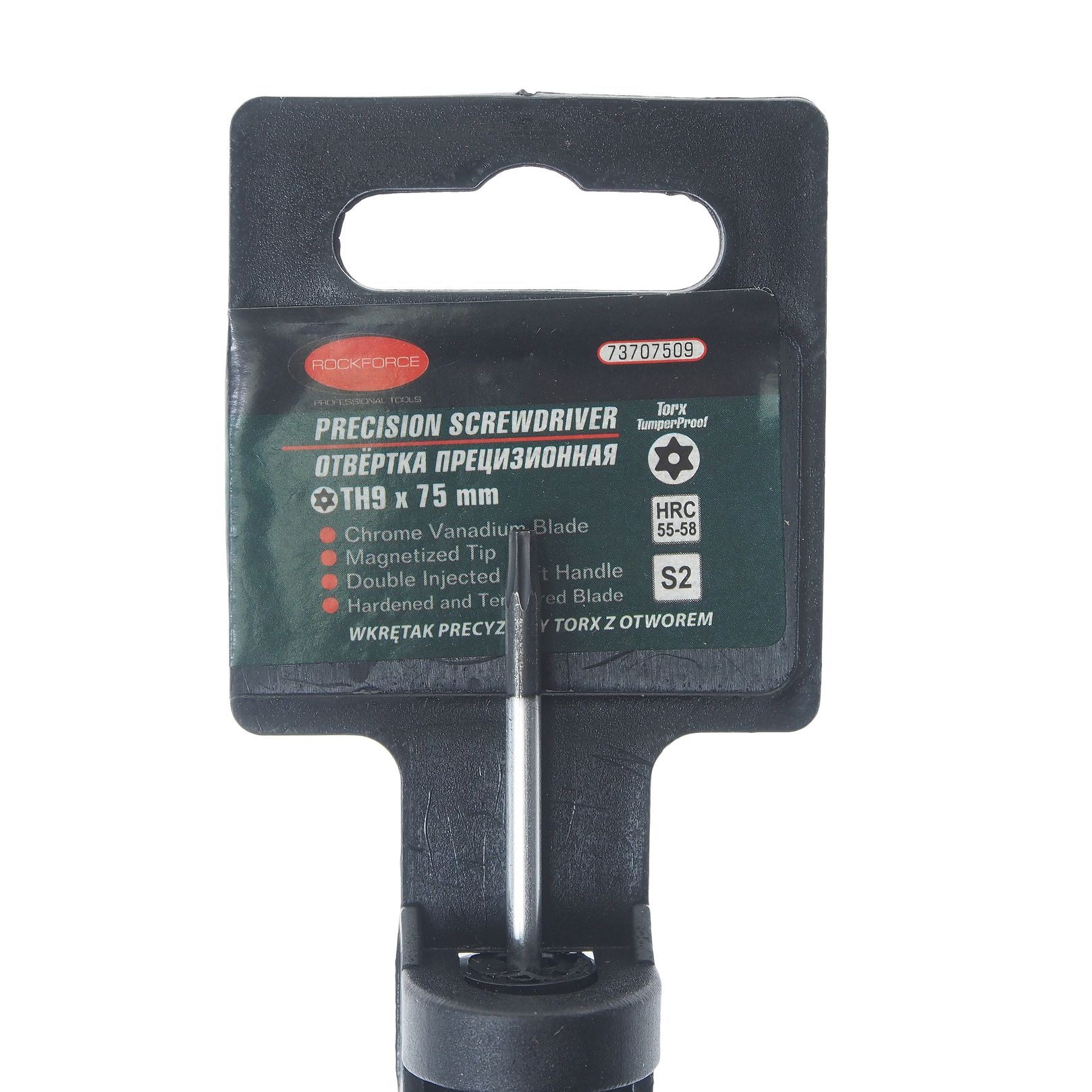 Отвертка RF-73707509 TORX с отверстием ювелирная T9Hх75мм ROCKFORCE /1/10
