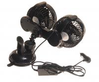 Вентилятор HX-707 13см (5") 12V (7.5W) диммер, на вакуумной присоске, двойной, с регулируемыми углами обдува 360° black/blue MITCHELL 1/18