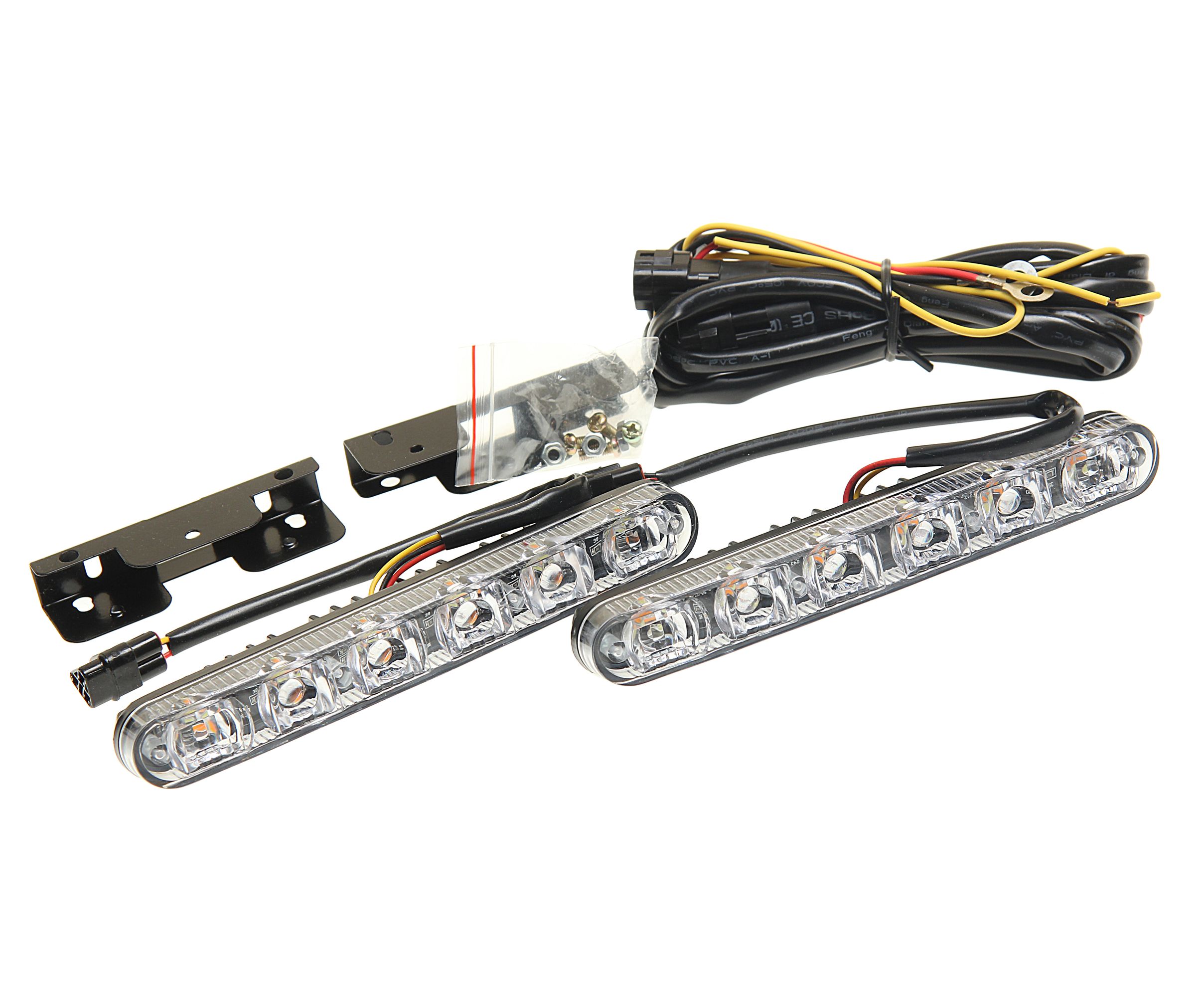 Дневные ходовые огни W-DRL-HPX6 6SMD 170х20мм (металлический корпус, повторитель поворота) плоские (2шт) 10-15V ВЫМПЕЛ /1/40